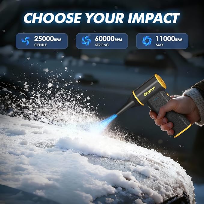 Electric Air Duster - 110,000 RPM Compressed Air Duster, 120W Cordless Air Blower for Computer Keyboard，House, Outdoor & Car, 3-Speed Rechargeable Mini Turbo Fan, Type-C Fast Charge (X113)