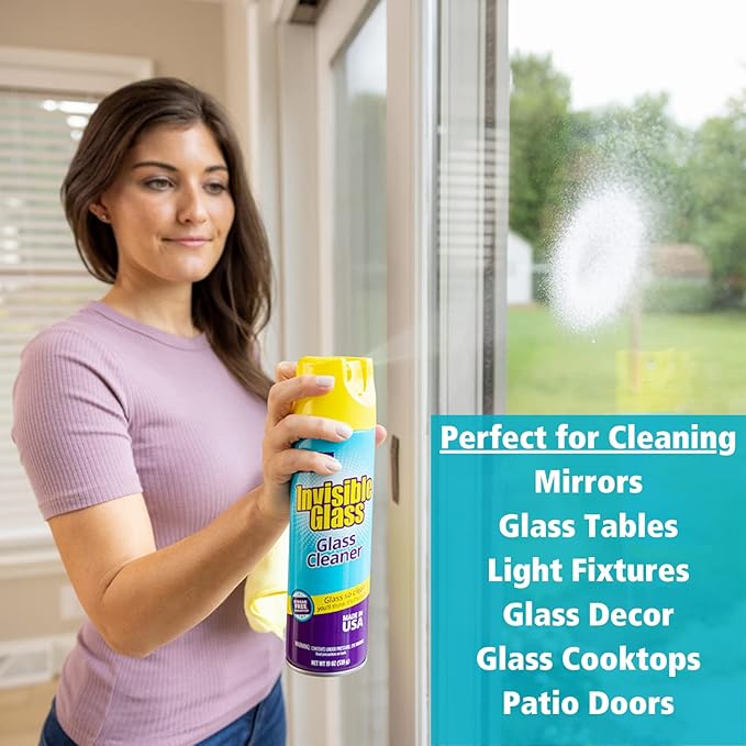 Invisible Glass 91160-2PK Premium Aerosol Glass and Window Foaming Cleaner Spray – Cleans Glass, Windows, Mirrors, Shower Doors, and More – Streak-Free, Ammonia-Free, Tint-Safe – 19 oz (Pack of 2)
