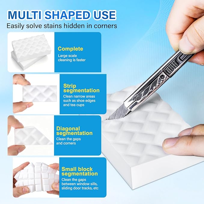 Magic Sponges Cleaning Eraser, 30 Pack 2X Density Stronger Melamine Sponge Foam Pads, Multi-Functional Household Cleaner Dish Sponge, Cleaning Supplies for Kitchen, Bathroom, Floor, Sink,Wall Cleaner