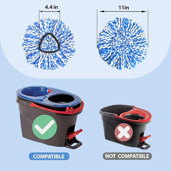 Spin Mop Replacement Heads, Microfiber Mop Refills, Easy to Replace (4 Heads)