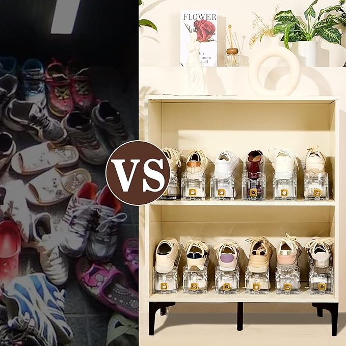 Shoe Slots Organizer for Closet, 36 Pack Shoe Stacker Organizer, Shoe Storage Space Savers 50%, 3 Levels Adjustable Shoe Racks for Closet Organization