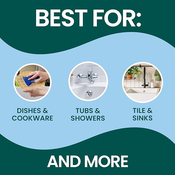 Scotch-Brite Blooms Dobie Scrubbing Pad, Non-Scratch Kitchen Sponge for Cleaning Dishes, Appliances, and Bathrooms, Raindrop Blue Dish Sponge that Dries Fast, 2 Pack