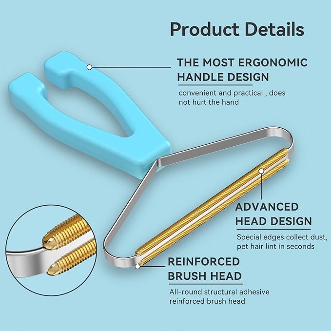 Pet Hair Remover 3-Pack,Dog Cat Hair Remover,Pet Hair Removal Tool,Fur Removal Tool,Portable Carpet Scraper,Fabric Shaver for Carpets,Clothes,Car Mats,Couch,Pet Bed,Furniture