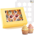 Hoewina 6PCS Cupcake Boxes - Hold 12 Count Cupcake Containers with Window, Food Grade Cupcake Holder Easy Transport and Presentation - Ideal for Cupcakes, Desserts, and More (Yellow)