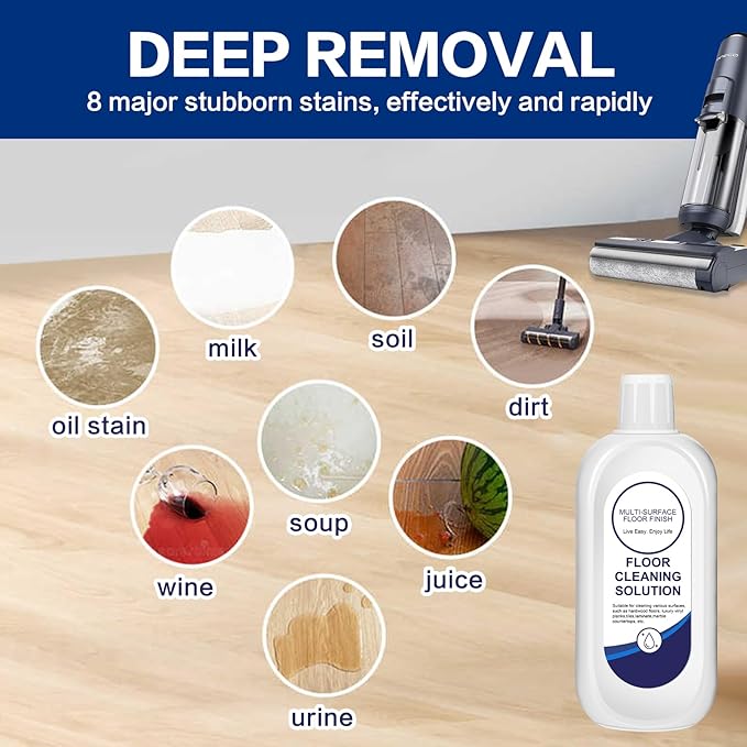 Multi-Surface Floor Cleaning Solution Compatible with Tineco Vacuum Mop, Cleaner Refill for All Mopping Robot Vacuums and Cordless Wet/Dry Mops (4 Bottle Pack, Original)