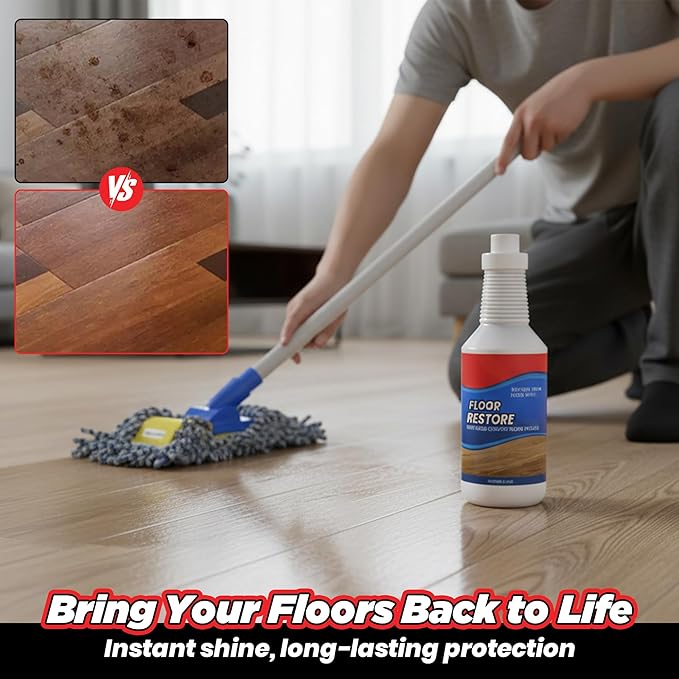 Floor Restore Cleaner - Floor Restorer & Polish for Tile, Shine Wood, Laminate, Vinyl, Bamboo - Flooring Protection Agent (1 pcs)