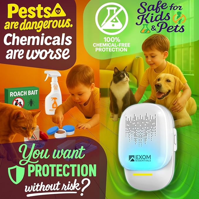 T26 - Ultrasonic Pest Control 4-Pack: Indoor Plug-in Repeller for Mice, Rodents, Squirrels, Insects, Roach Killer, Ant & Spider Repellent, Bed Bug & Flea Spray and mouse traps Alternative