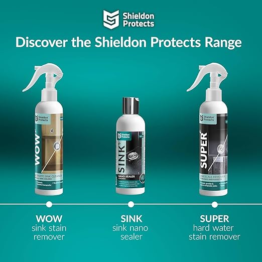 Shieldon Protects WOW cleaning spray for Composite and Conglomerate Sinks - Granite Composite Cleaner for Discoloration and Stains - Silgranit, Fragranit and Blanco - 250ml
