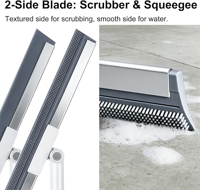 19.7'' Large Floor Squeegee for Concrete Floor with 51''-58'' Telescoping Stainless Steel Handle, Squeegee Broom for Removing Water on Tile, Epoxy, Garage, Driveway, Patio