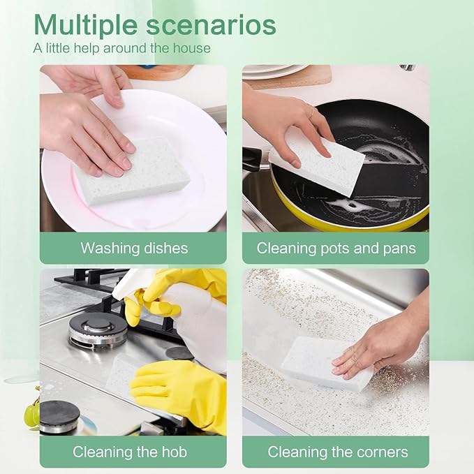 Large Cellulose Sponges, Kitchen Sponge for Dish, Thick Heavy Duty Scrub Pads, Non-Scratch Scrubber for Household/Cookware/Bathroom/Office/Boat 5.5" x 3" x 1" (7 Pack) White
