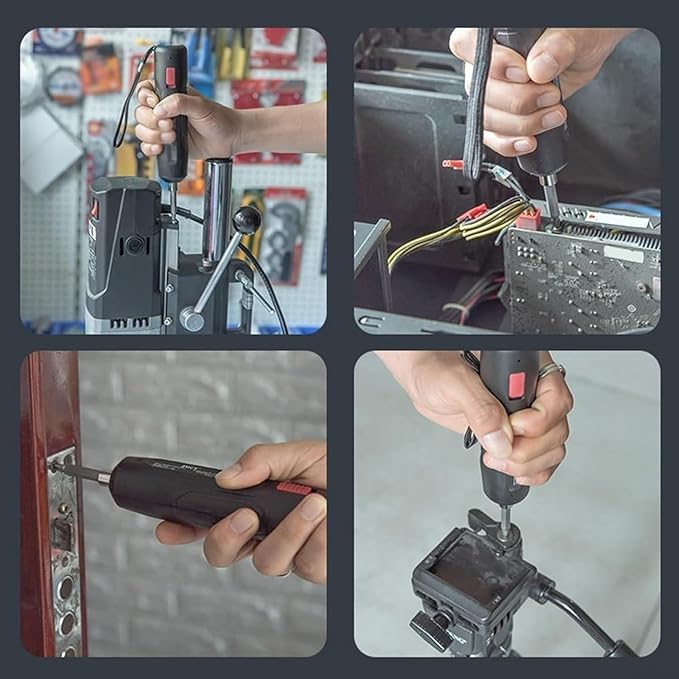 Cordless Electric Screwdriver Rechargeable, Portable Automatic Home Repair Tool Kit with 12pcs Bits and USB Cable, Electric Screwdriver Sets