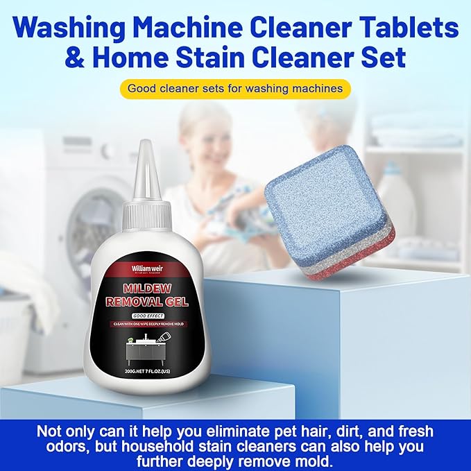 Washing Machine Cleaner Tablets 30 Pack, Upgraded Formulated for Pet Owners, 1+Year Supply, Deep Cleaning Tablet For HE-Front & Top Load Washer, Removes Residue, Grime, Odors and Pet Hair