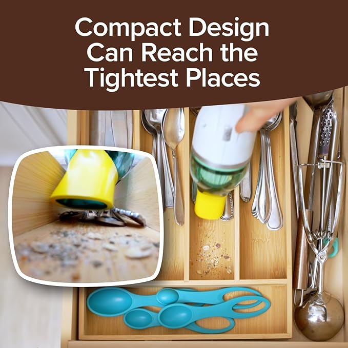 Horsepower Duck Compact Cordless Vacuum, Ultra-Powerful Upgraded Battery for Extra-Long Run Time, AS SEEN ON TV, Strong Suction, Easy to Store, Portable & Rechargeable. Home & Auto (Duck Basic)