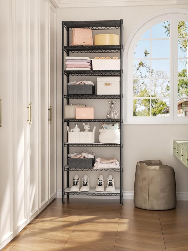Golpart 8 Tier Adjustable Storage Shelves Heavy Duty Metal Shelf Wire Shelving Unit Organizer Rack for Home Kitchen Office Pantry Room Bathroom Shelving Organizers and Storage Laundry