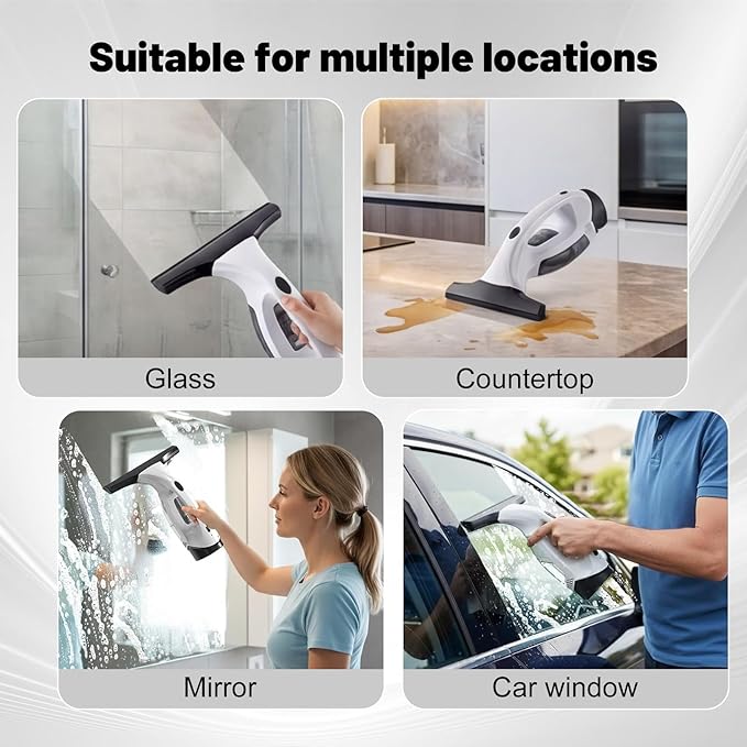 Electric Window Vacuum Squeegee Cordless, 2000Pa Electric Window Cleaner Tool Set, Rechargeable Window Vac, Window Squeegee Electric Cleaning Tool for Windows, Tiles, Mirrors, Car
