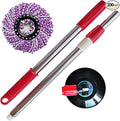 Spin Mop Replacement Handle, 47.6-inch 360 Degrees Rotating Telescopic Replacement Mop Stick with Robust Reinforced Plastic Disc for Spin Mop Bucket Cleaning System (Plastic Disc,Red)