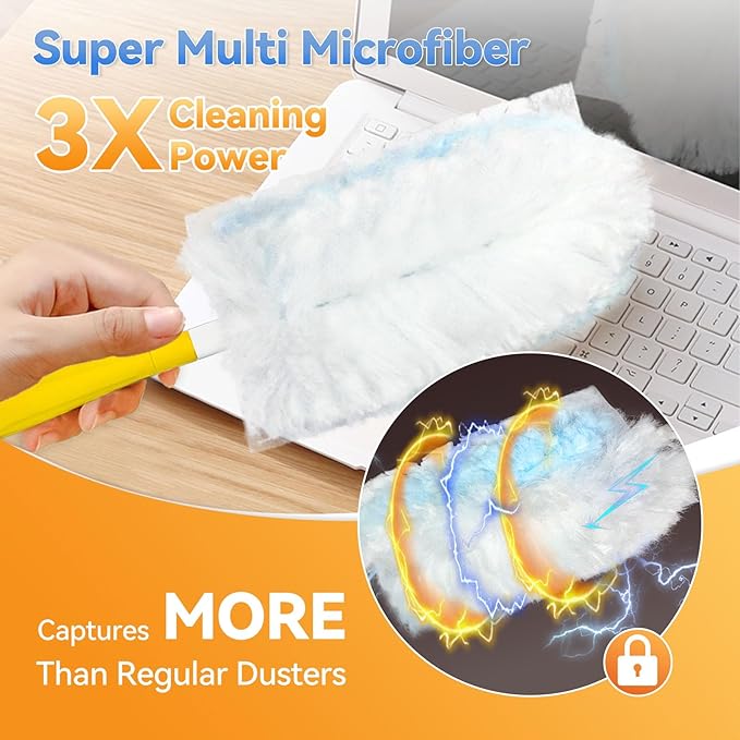 30 Pack Dusters Refills Compatible with Swiffer Duster Handle Models, 180° One Sided Duster Refills for Short and Extendable Handles, with 1 Pack Handle