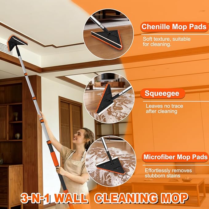 20FT Reach Duster Cleaner Kit, Dusters for Cleaning with Extension Pole, Baseboard & Wall and Window Cleaner Mop for Fan Blades, High Ceiling and Cobweb