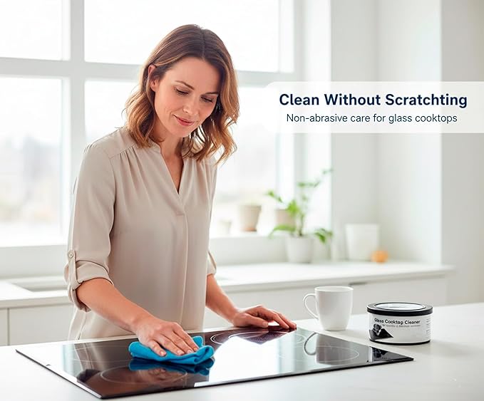 US-based supplier – Original 12010030 Glass Cooktop Cleaner for Electric & Induction Cooktops – 𝐁𝐎𝐒𝐂𝐇 Cooktop Cleaning Cream – Removes Grease, Burnt-On Residue & Stains (1, 12 ounce)