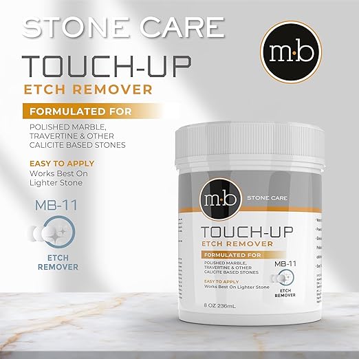 MB-11 Marble Polishing Powder with Microfiber Cloth and Gloves - Spot Polish Water Stains, Rings or Etches to Restore Marble, Travertine, Limestone or Onyx