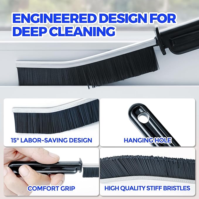 Scrub Brush - 6 Pack, Scrub Brushes for Cleaning, Heavy-Duty Scrub Brush, Stiff Bristles Cleaning Brush, for Kitchen, Bathtub, Floor and Wall Surfaces, Black