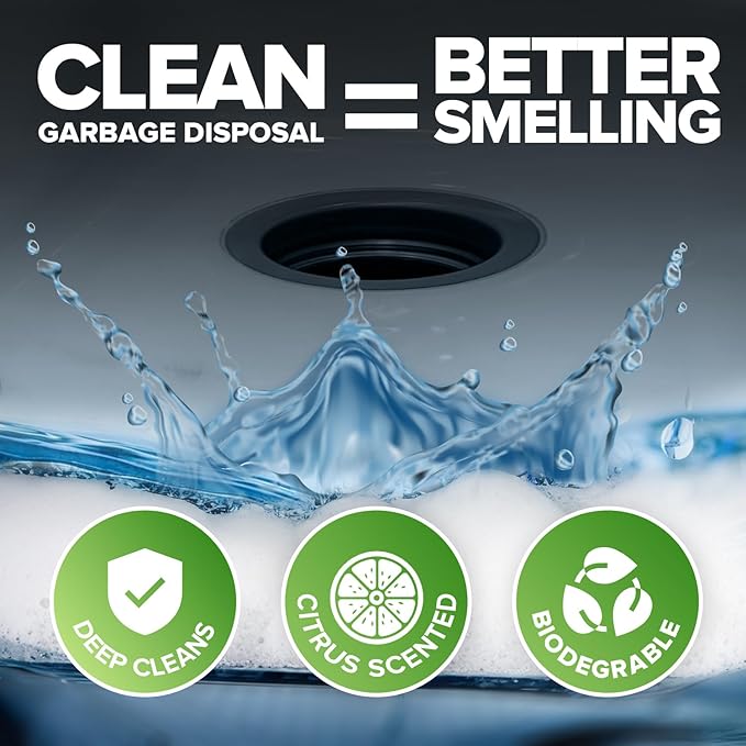 Renuv® Garbage Disposal Cleaner and Deodorizer Tablets Drain Freshener, Foaming Citrus Scent, Sink Odor Refresher for Kitchen Garbage Disposer Cleaning (12 XL Tablets - One Year Supply)