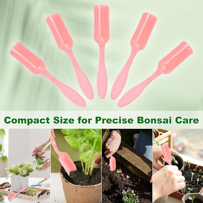 10-Pack Mini Gardening Shovel Spoons, Plastic Garden Soil Scoops for Cultivation Digging Transplanting/Flower Planting/Plant Succulent, Colorful Small Gardening Tools [Pink]