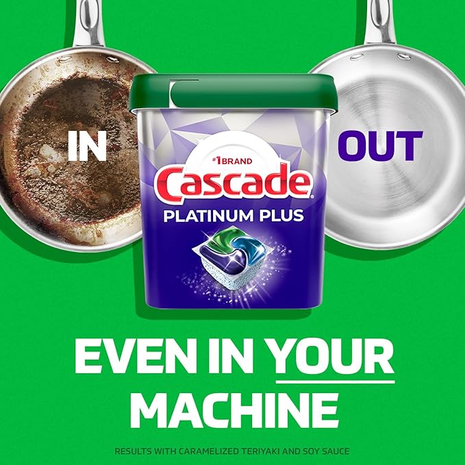 Cascade Platinum Plus Dishwasher Pods, Dish Detergent ActionPacs, Power of Bleach, 21 Count