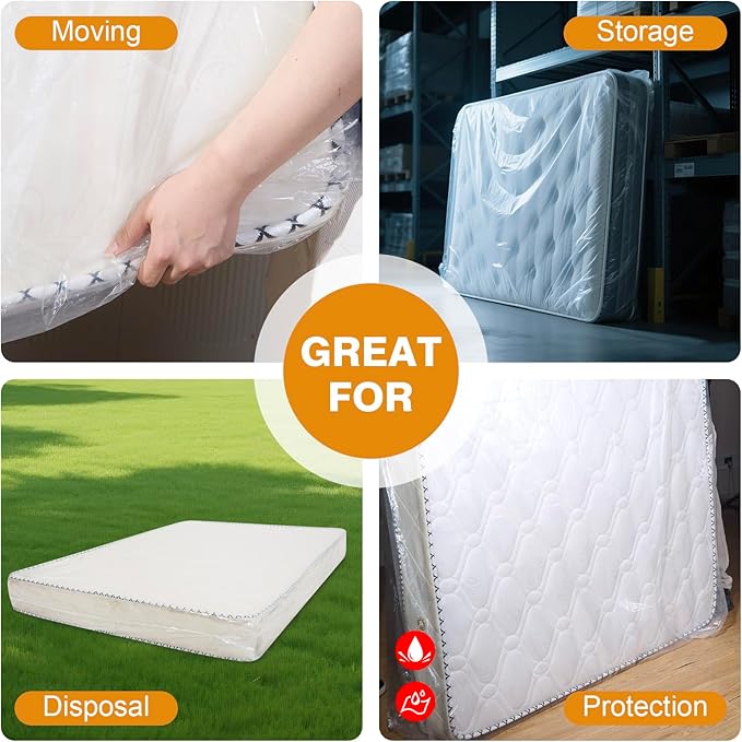 Crib Mattress Storage Bag – Heavy-Duty 4 Mil Thick Waterproof Moving Bag – Strong, Tear-Resistant Protective Cover for Baby Crib Mattress Storage or Transport