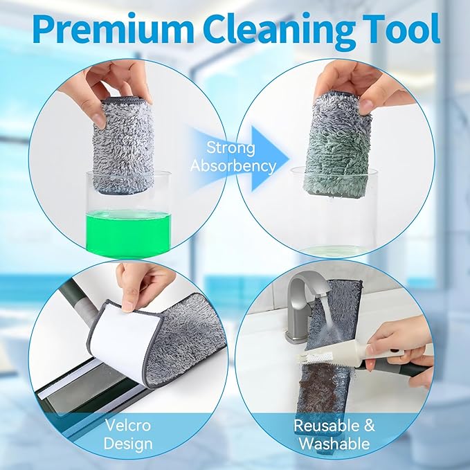 Window Squeegee 81" Window Cleaner Tool Squeegee for Window Cleaning Shower Glass Tool Washing Kit with Extension Pole Bendable Head for Indoor Outdoor Car Sliding Door Shower Glass