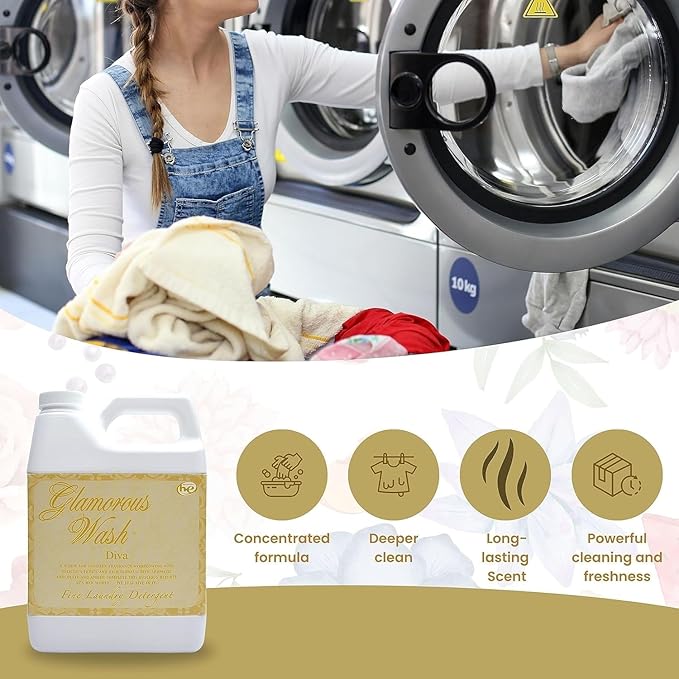 Tyler Candle Company Gallon Glam Wash Laundry Detergent, Diva 128 Fl Oz w/Dryer Sachet Pouch, a Stain Remover Pen