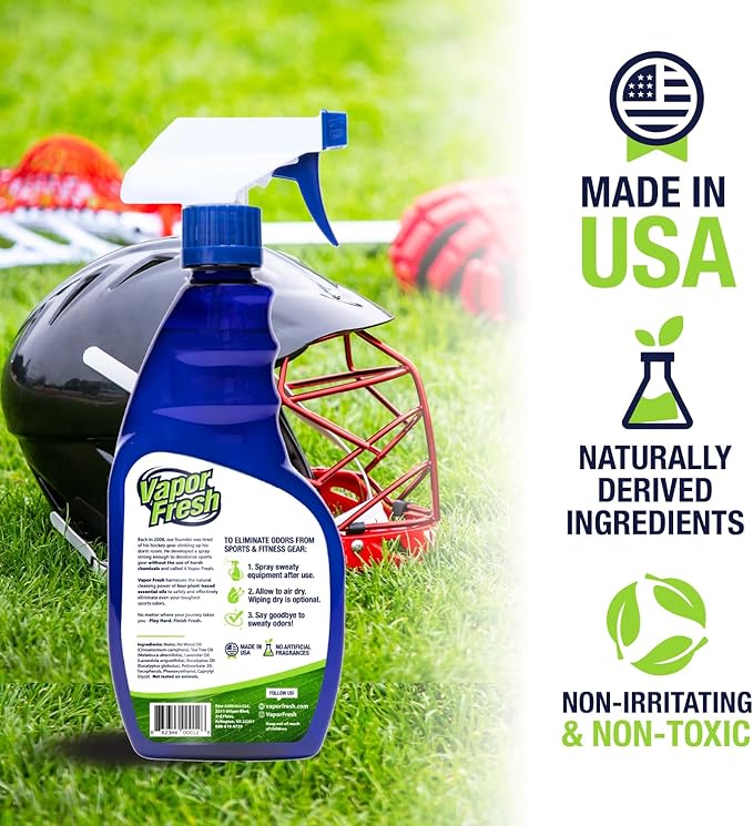 Vapor Fresh Sports Cleaner and Deodorizer - For Boxing Gloves, Sports Pads, Helmets, Gym Bags, Gym Equipment and More - Naturally Powered By Plants, 16 Fl Oz (1-Pack)