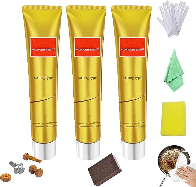 Raturv Metal Polish Cream, Instashine Metal Cream, Metal Polishing Paste, Metal Polishing Kit, Chrome Polish And Rust Remover For Stainless Steel (3pcs)