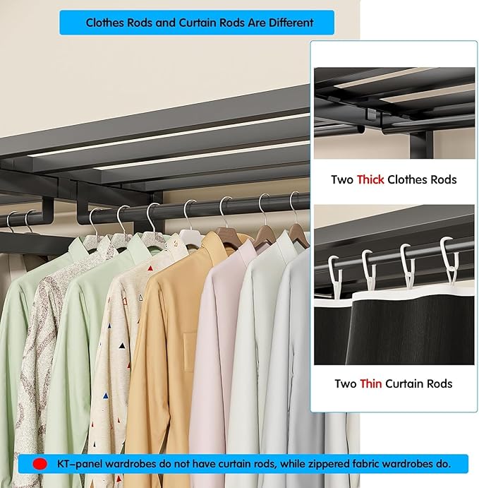 Heavy Duty Portable Closet with Cover Foldable Covered Clothes Rack for Hanging Clothes Armoire Wardrobe Closet System Freestanding Coat Storage Garment Racks (light gray（86.52in）)