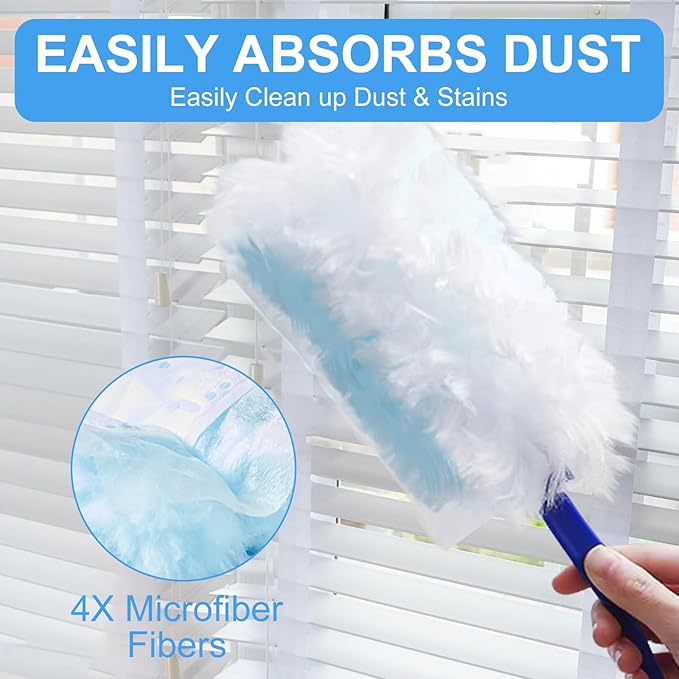 Duster Refills,Disposable dusting Brush Set Compatible with Swiffer Duster Refills for Furniture,Ceiling Fans, Electronics (Blue, 40 PCS)