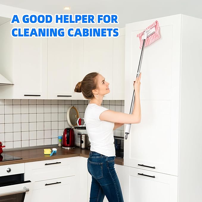 Cloth Changing Mini Mop with a Mini Foldable Desktop Mop, Flat Dust Mop for Dry Wet Disposable Pads，Kitchen Cabinet Counter Wall Spills and Oily Stains Cleaning (Lazy Mops Set)