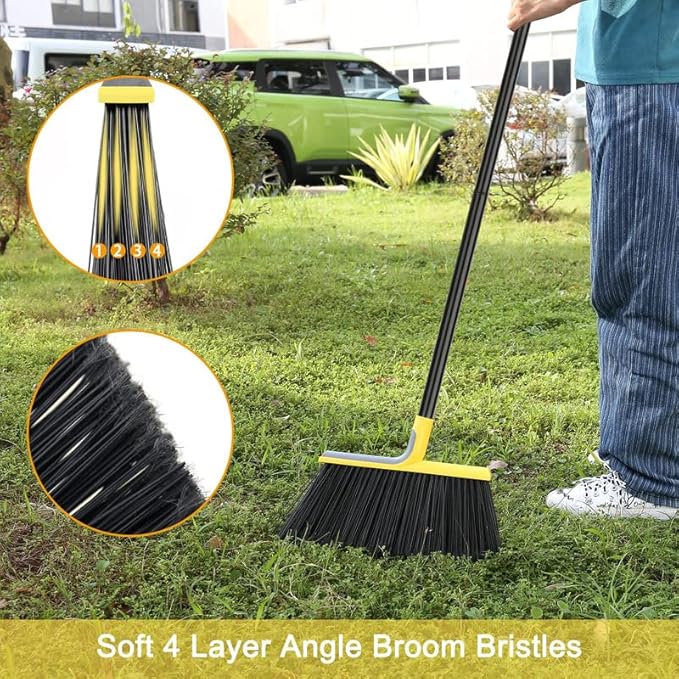 KeFanta Outdoor Broom for Floor Cleaning,58" Heavy-Duty Commercial Broom for Sweeping Concrete Courtyard Garage Patio Indoor Home Kitchen Office Lobby