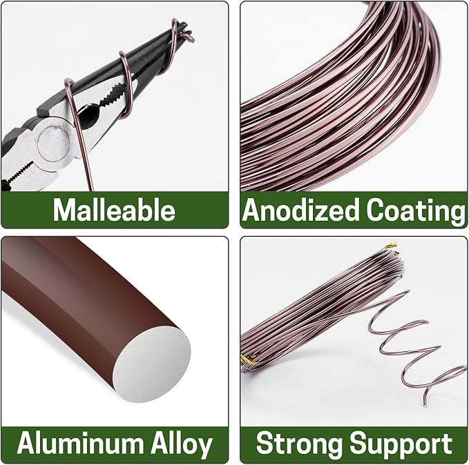 Bonsai Training Wire Set of 4, Total 128 Feet (32 Feet Each Size) 3 Size - 1.0MM, 1.5MM, 2.0MM, Corrosion and Rust Resistant