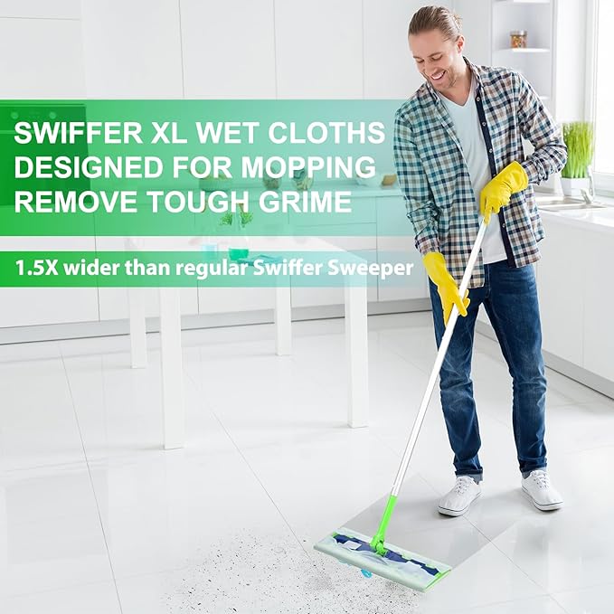 20 Count XL Wet Mopping Cloths for Swiffer Sweeper XL Mop - Disposable X-Large Wet Pad Refills - Multi-Surface Wet Wipes Mopping Pads Refill for Floor Cleaning.（Only Pads, not Including mop）