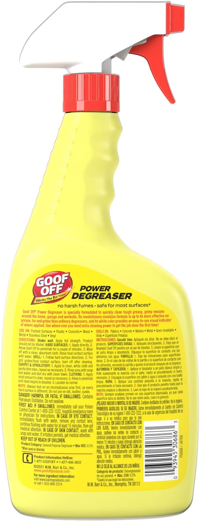 Goof Off Power Cleaner and Degreaser for Mechanics– 32 oz. Trigger Spray Bottle
