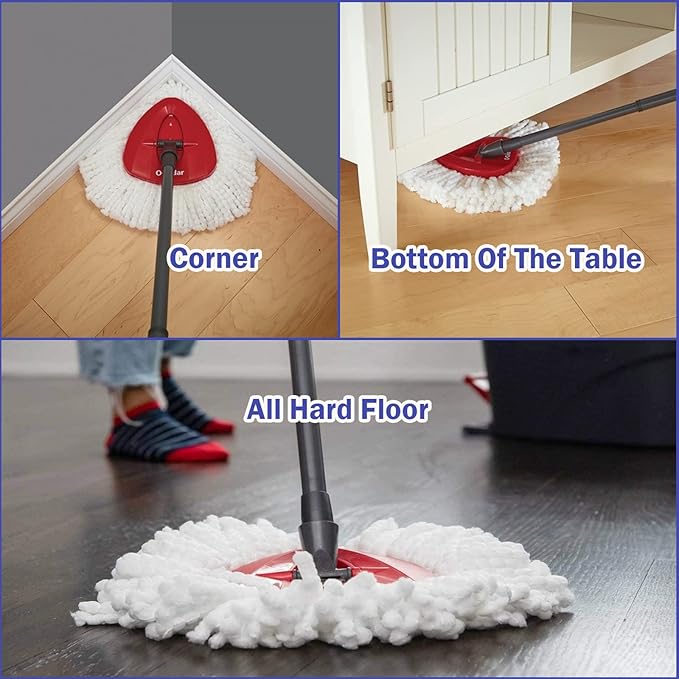 Spin Mop Replacement Head 4 Pack Mop Refill Compatible with Ocedar Triangle Swivel Mops Microfiber Swivel Mop Refill,Deep Clean,Machine Washable and Easy to Replace