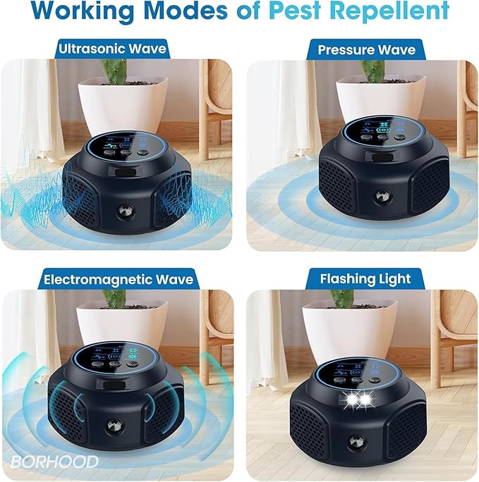 Ultrasonic Mouse Repellent Plug in, Indoor Pest Rodent Control for Mouse Mice Rat Squirrel, Electronic Repelling Device Mouse Traps for House Kitchen Garage 2 Pack