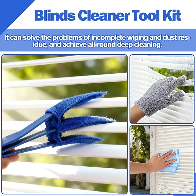 XANGNIER Window Blind Cleaner Duster Tool Set,Blind Cleaning Tools,Washable Multi-Surface Dusting Kit for Wood Blind,Venetian Blinds,Vinyl Blinds,AC Vents,Car Vents,Air Condition,Shutter& Fans