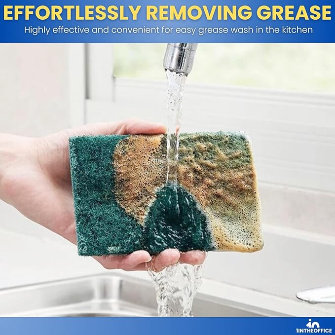Green Scouring Pads, Non-Scratch Dish Scrub Pads, Heavy Duty Cleaning Pads for Kitchen, Dishes, Pots, Pans, Grills, 3.5" x 3.5", 20 Pack