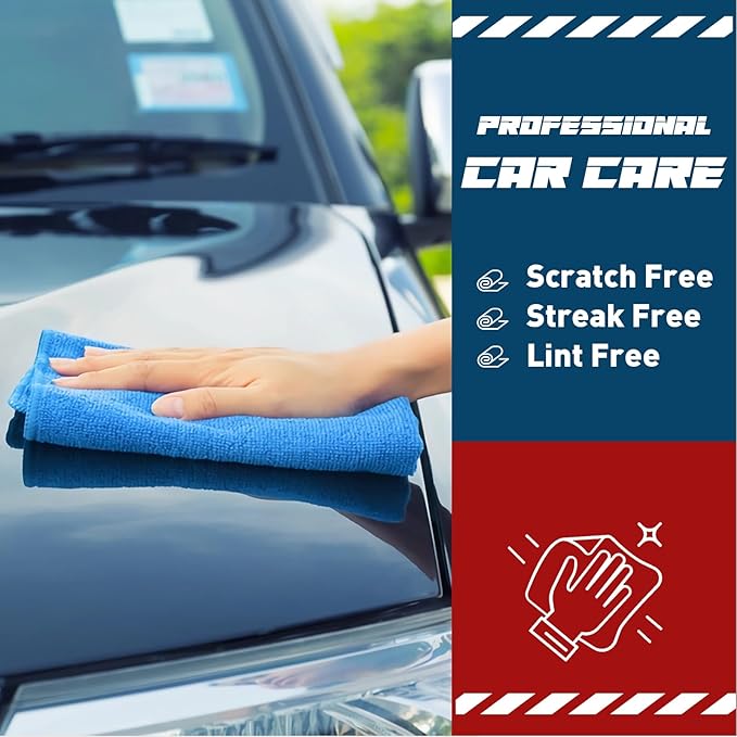 Microfiber Cleaning Cloths-15 Pack, Cleaning Rags, Microfiber Towels for Cars, Home Blue (12x12 inches)