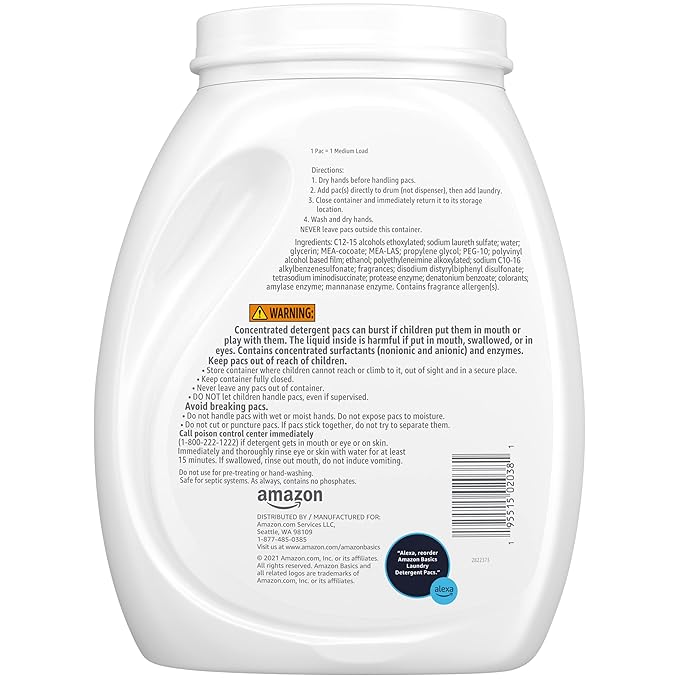 Amazon Basics Laundry Detergent Pods, Fresh Scent | 120 Pacs | 120 Medium Loads | Pack of 2