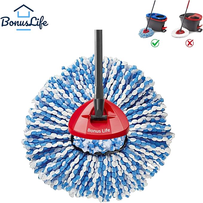 2-Tank Mop Heads Replacements for O-Ceda RinseClean Dual System, Microfiber Refills, Easy Cleaning Mop Repalce Head Blue 6 Pack