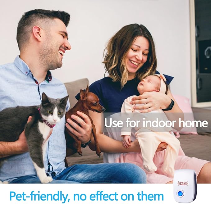 Mouse Rodent Rat Spider Roach Repellent Indoor Ultrasonic Pest Insect Bug Repeller, Pest Control Device for Home Basement Attic Garage (6 Pack)