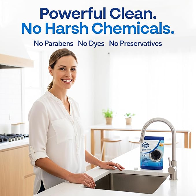 Earth Breeze Garbage Disposal Cleaner Tablets – 4-in-1 Citrus Scented Tablets that Clean, Deodorize, Refresh & Protect – Powerful Cleaning Action for Sink & Disposal – No Harsh Chemicals - Made in USA