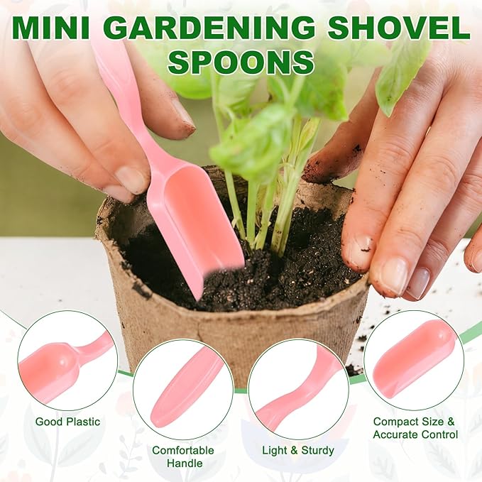 20-Pack Mini Gardening Shovel Spoons, Plastic Garden Soil Scoops for Cultivation Digging Transplanting/Flower Planting/Plant Succulent, Colorful Small Gardening Tools [Multicolor]